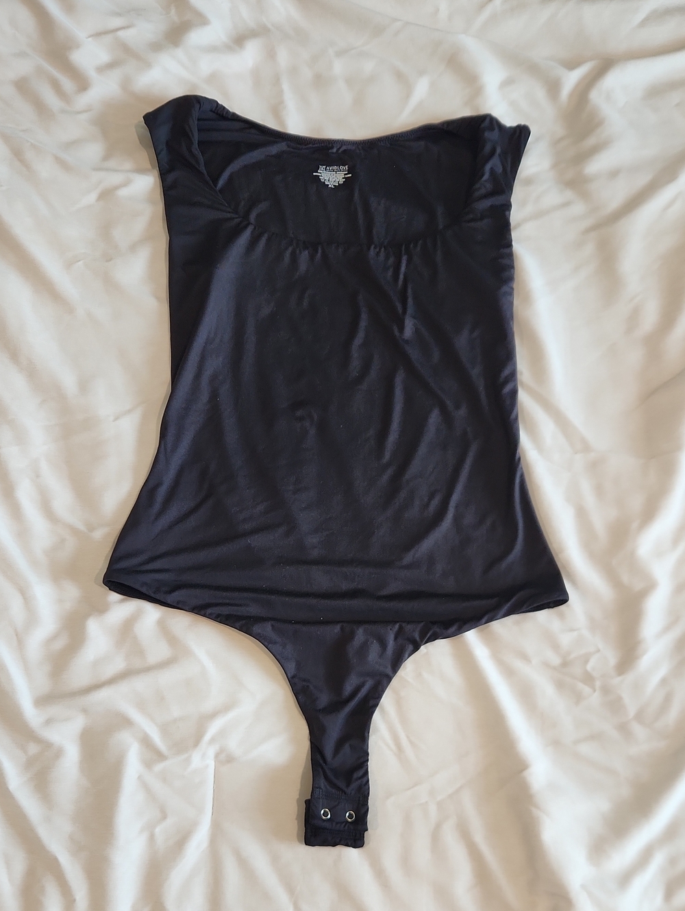 Black Women's Scoop Neck Thong Bodysuit